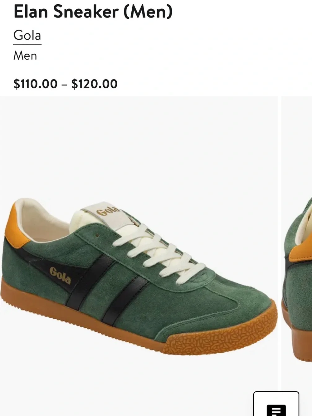 Gola Elan Men's Green Suede Sneakers with Yellow. Orange heel. - Picture 10 of 10